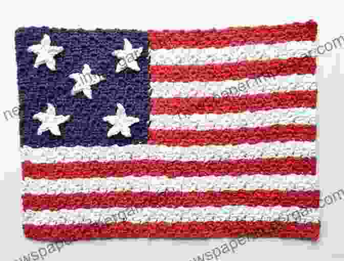 A Close Up Of The American Flag C2c Crochet Pattern, Showing The Intricate Details Of The Stars And Stripes. American Flag C2C Crochet Pattern: Mom Rocks The Farm