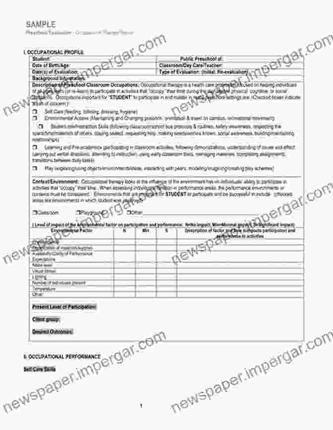 Occupational Therapy Report Template Clinical Pathways: An Occupational Therapy Assessment For Range Of Motion Manual Muscle Strength